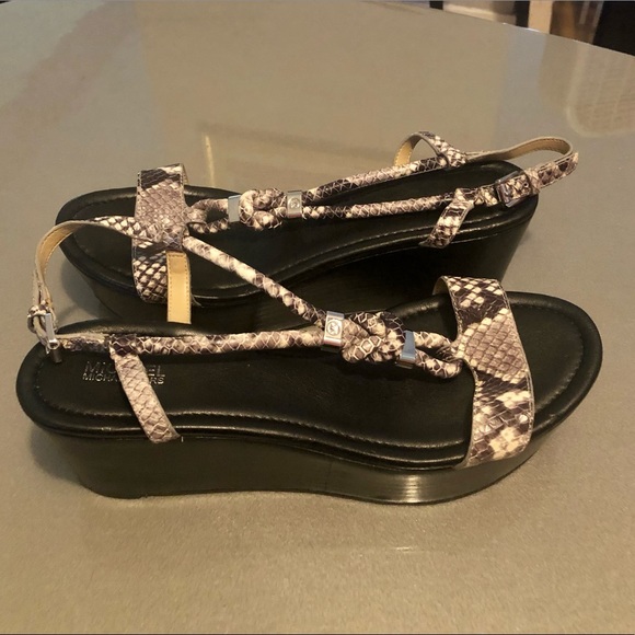 Michael Kors Snakeskin Wedge Sandals - Picture 2 of 6